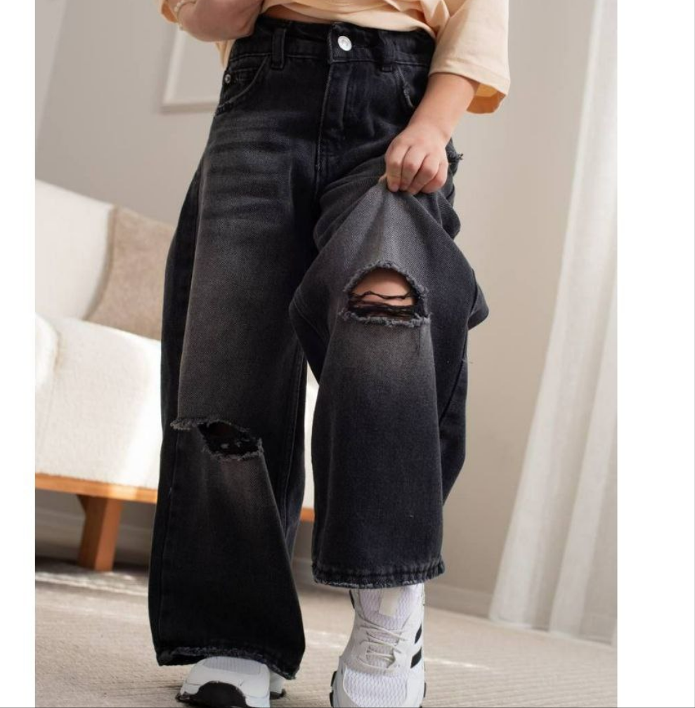 Black Jeans For Girls High Quality High Waist Wide Leg Size 5-12y