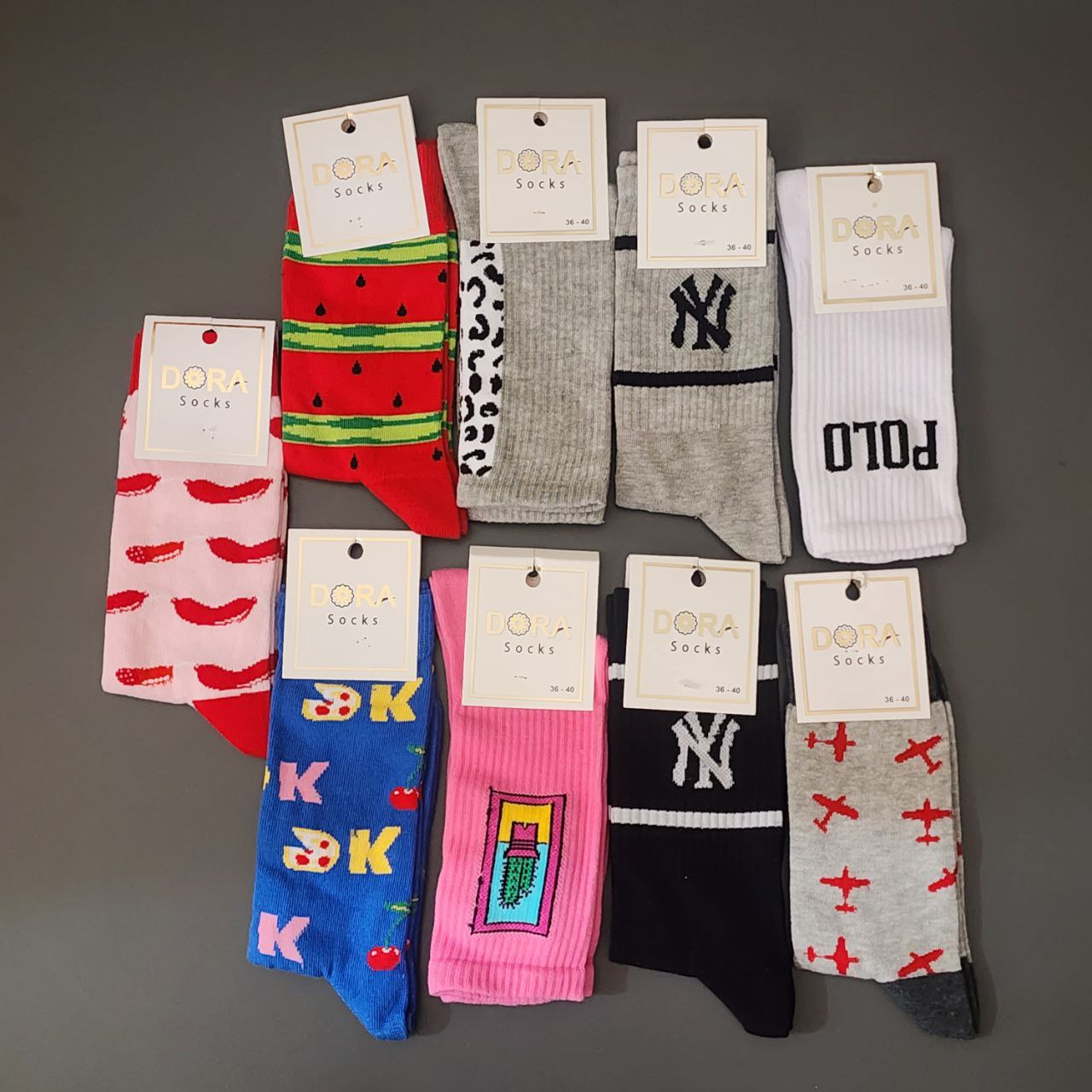 Long Socks Cotton With Design Size 36-40