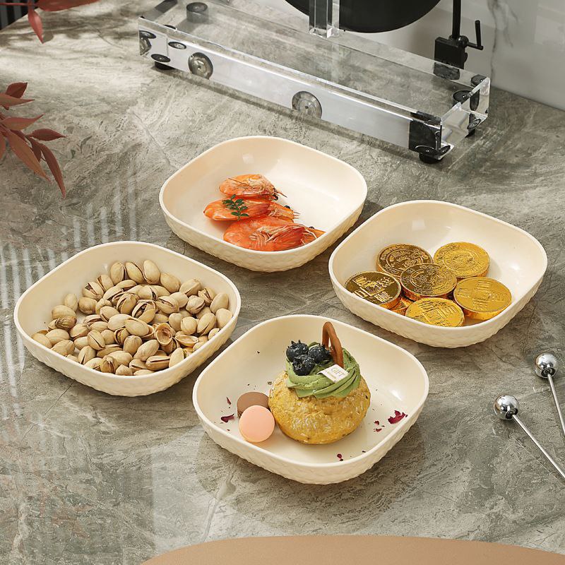 Plastic Snack Plate Reusable Set Of 5