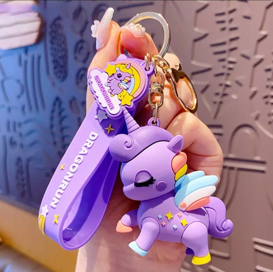 Cute Cartoon 3d Unicorn Shaped Soft Rubber Keychain For Women, Suitable For Rainbow Party, Gift, Backpack
