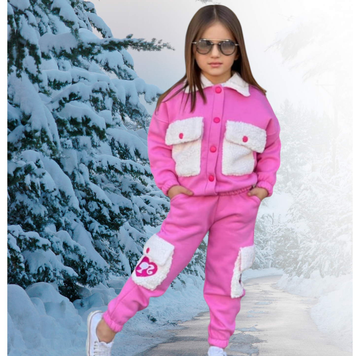 Fleece Outfit Barbie Design Set Of 2 Pcs Size 5-6y