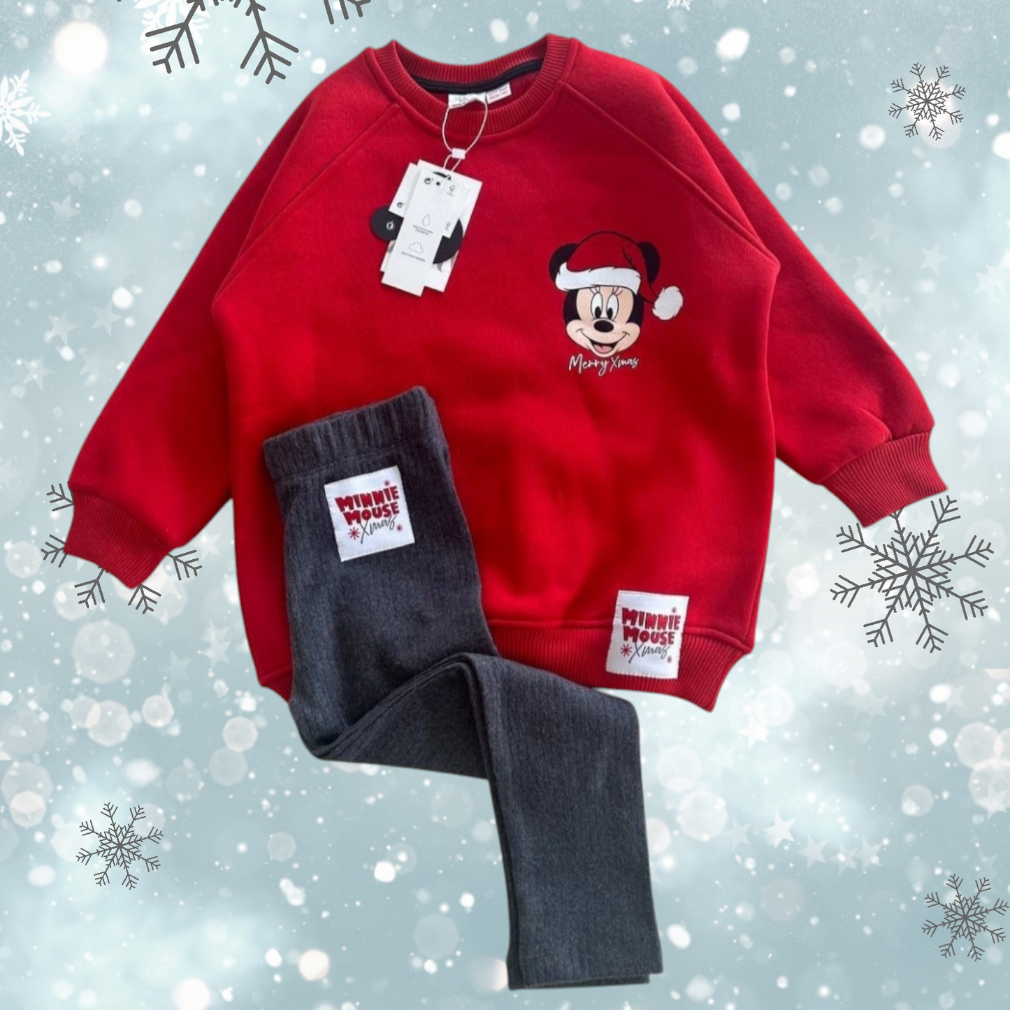 Warm Christmas Minnie Mouse Outfit Fleece 3-6y