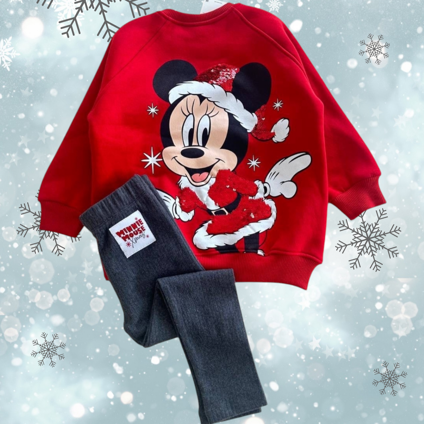 Warm Christmas Minnie Mouse Outfit Fleece 3-6y