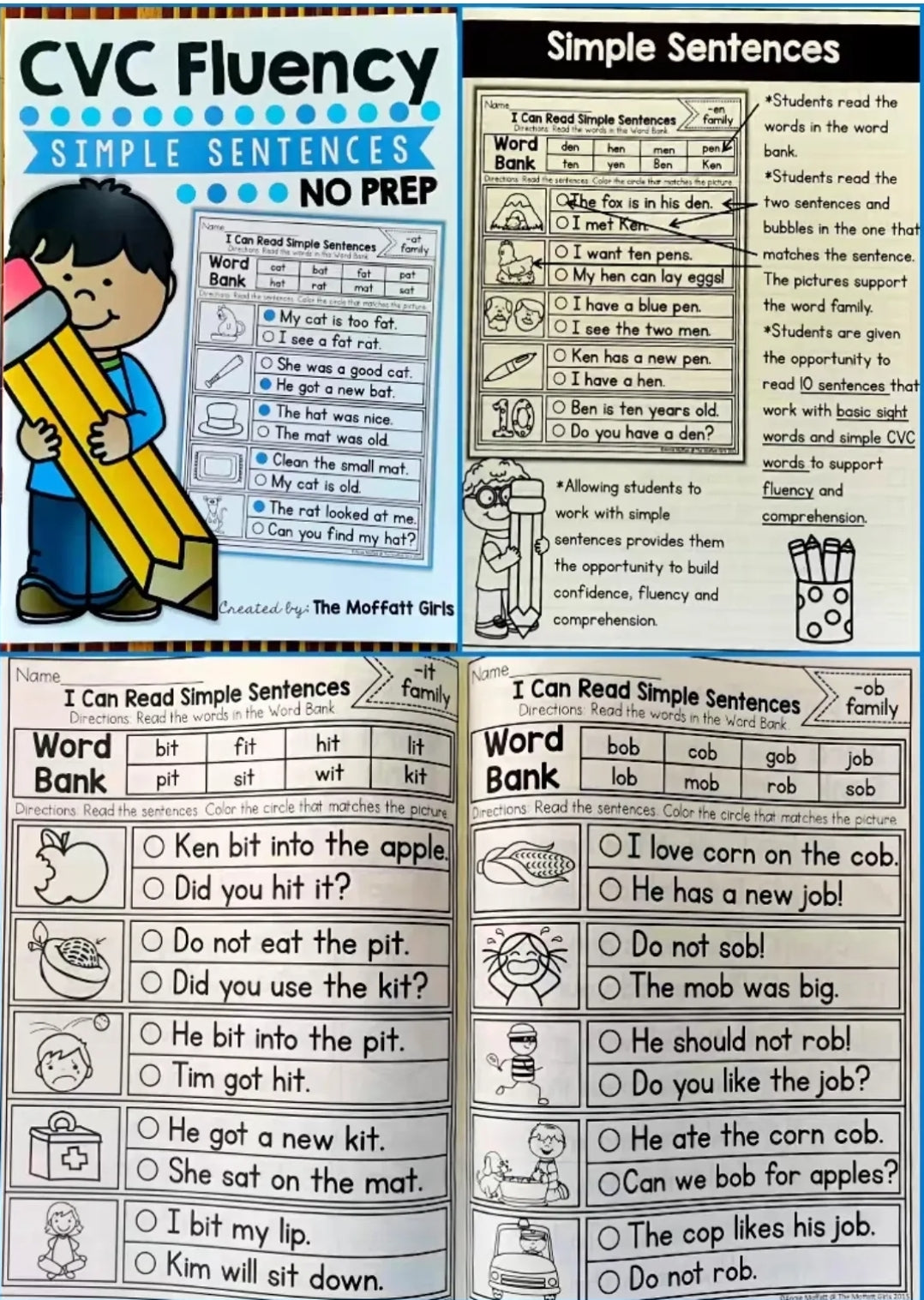 Simple CVC sentences 6y+