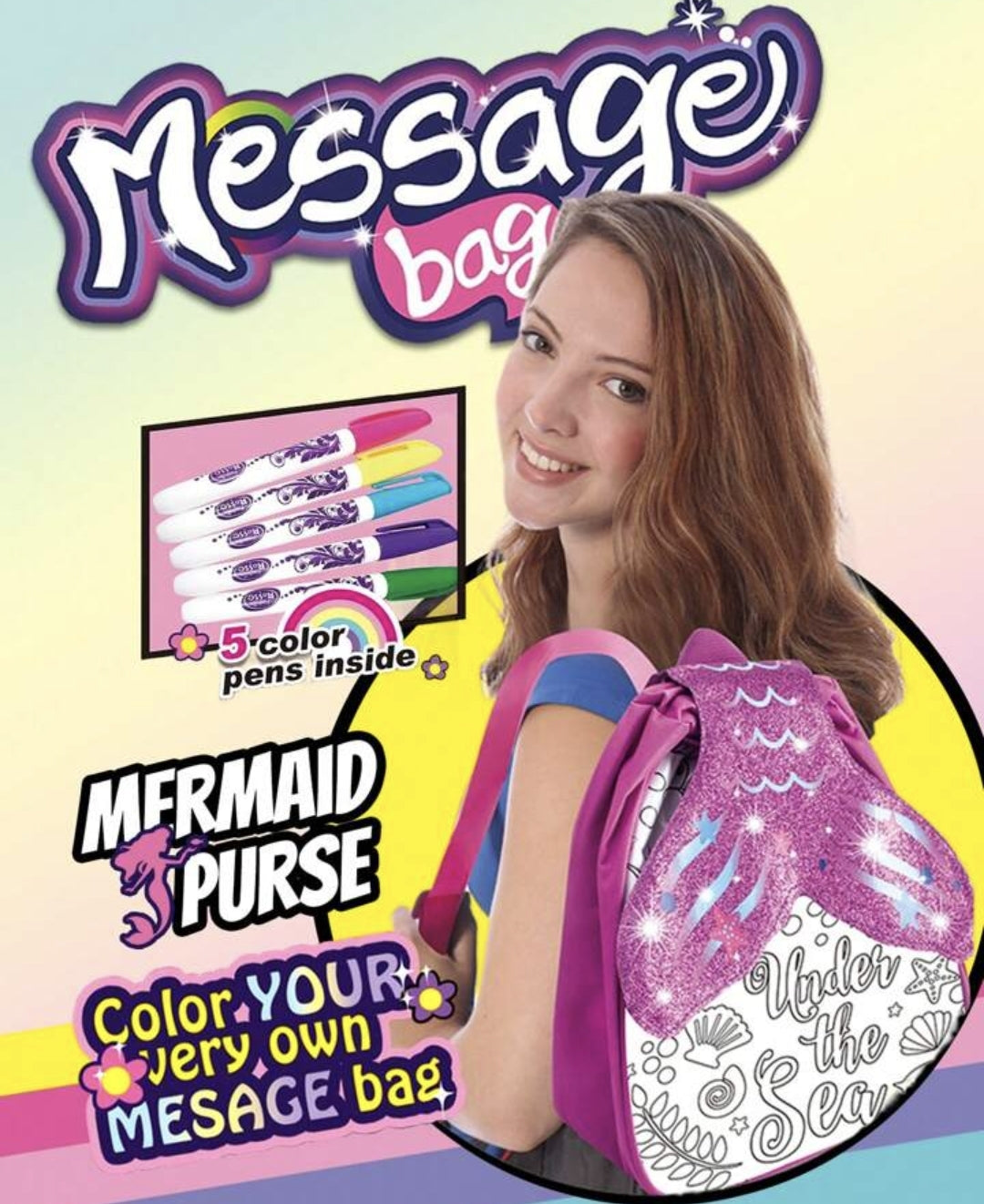 Diy Watercolor Backpack (5 Colors Washable Pens) For Kids