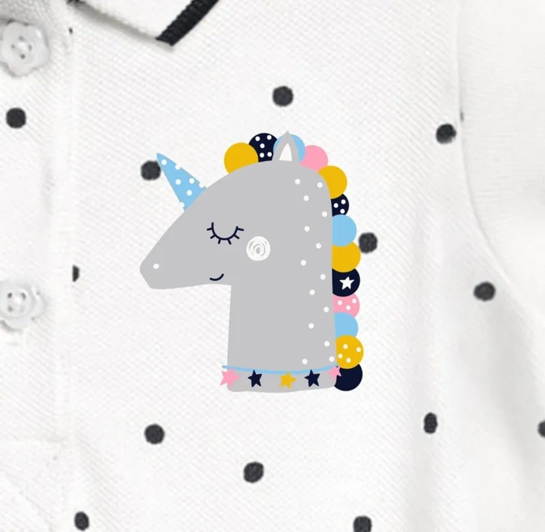 Unicorn Polo Dress Cotton 100% Size 2-7y