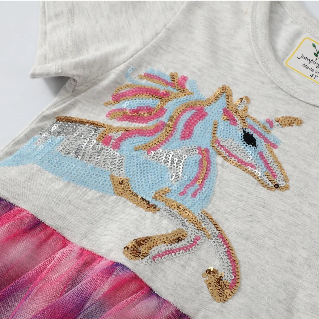 Unicorn Dress Cotton 100% For 2-7y