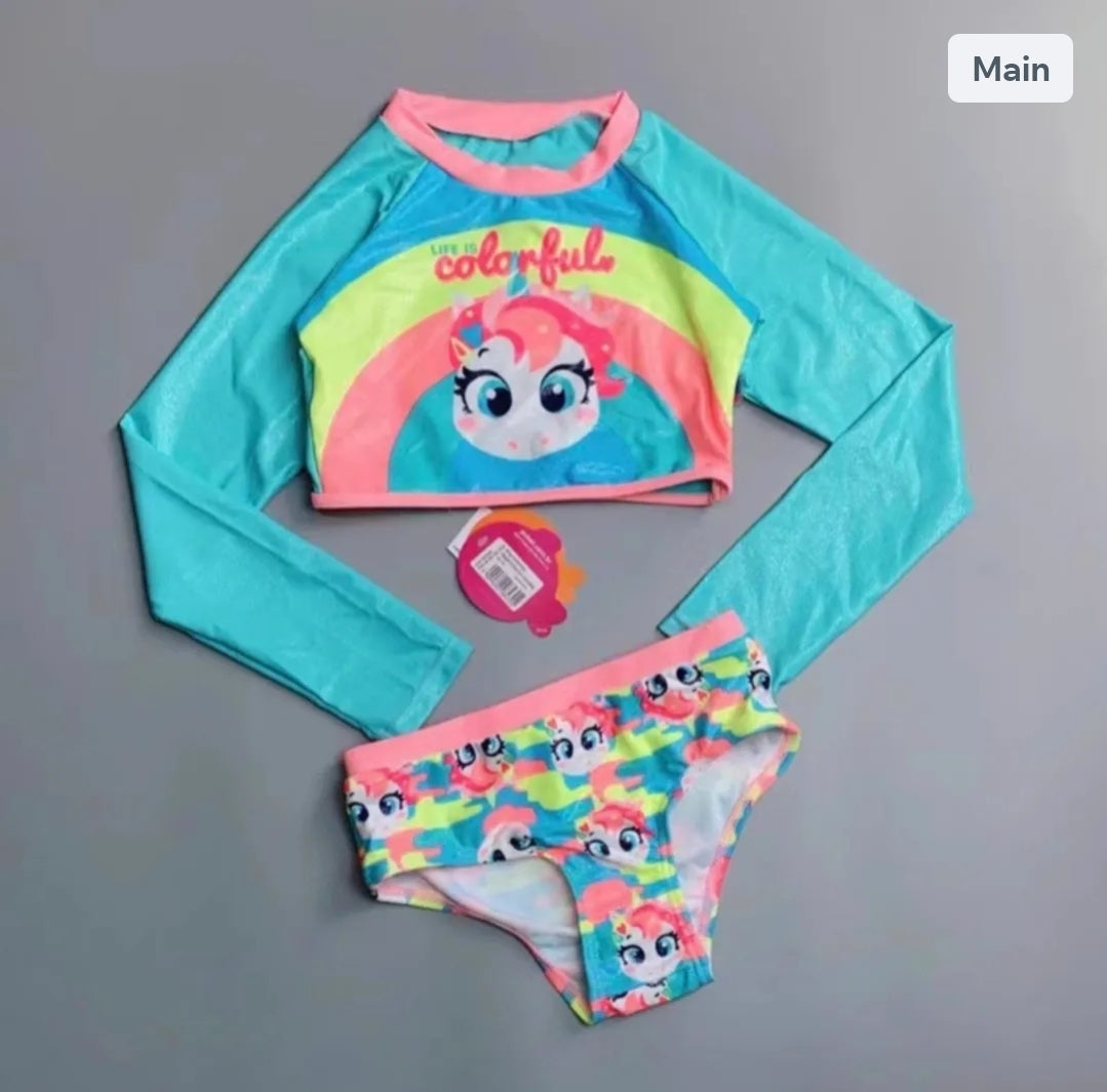 Long sleeve Swimsuits: Perfect for Summer Fun Unicorn Design Size 4-6y
