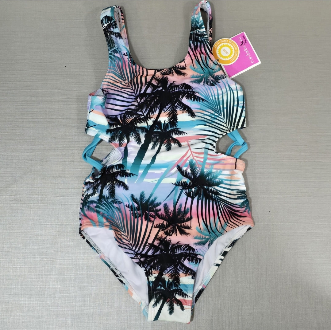 Cute Swimsuit 1pc Palm Trees Design Size 6-10y