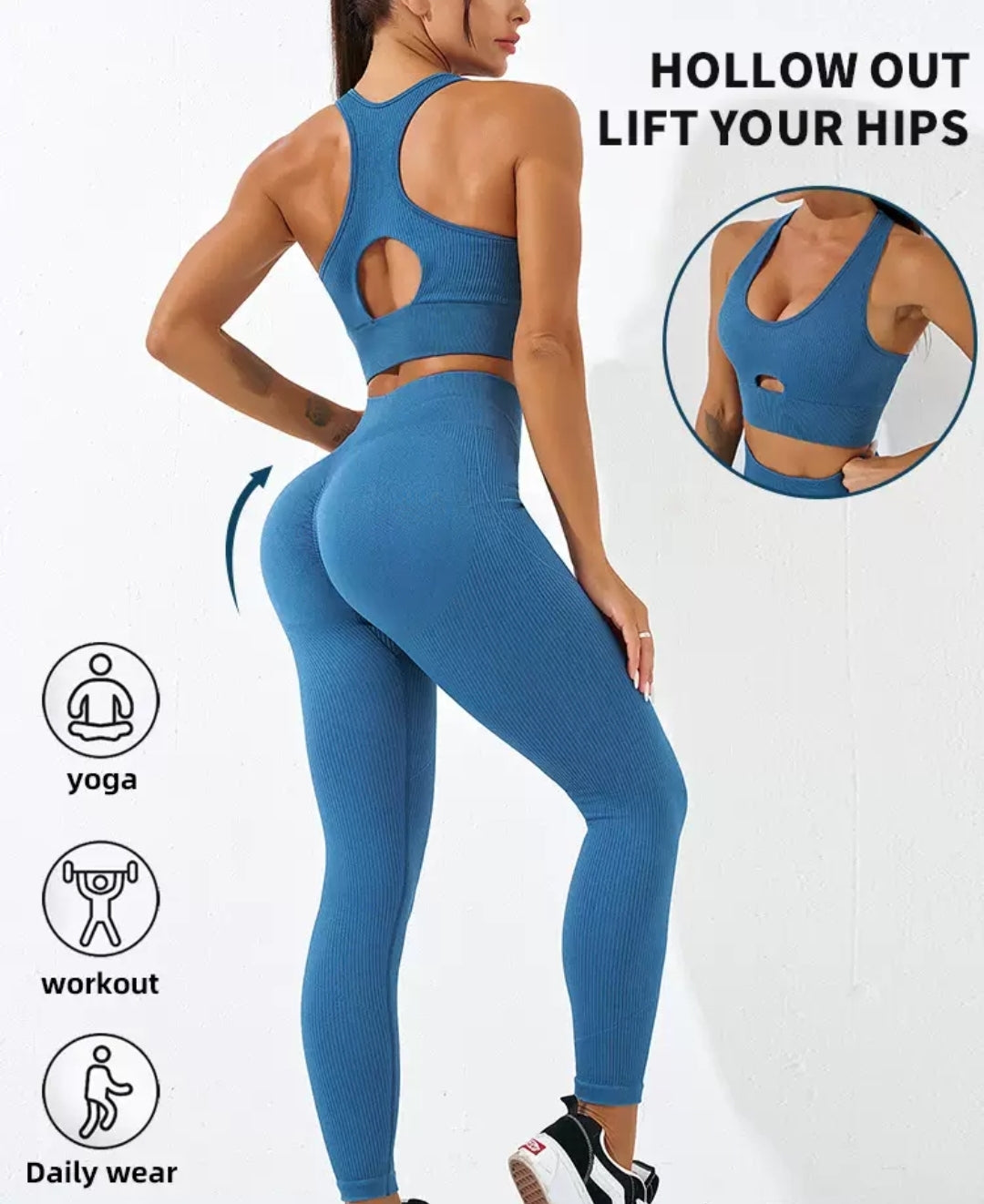 Workout Sets for Women, Matching 2 Pieces Outfits, Sexy Two Piece Yoga Workout Outfits, 3 colors