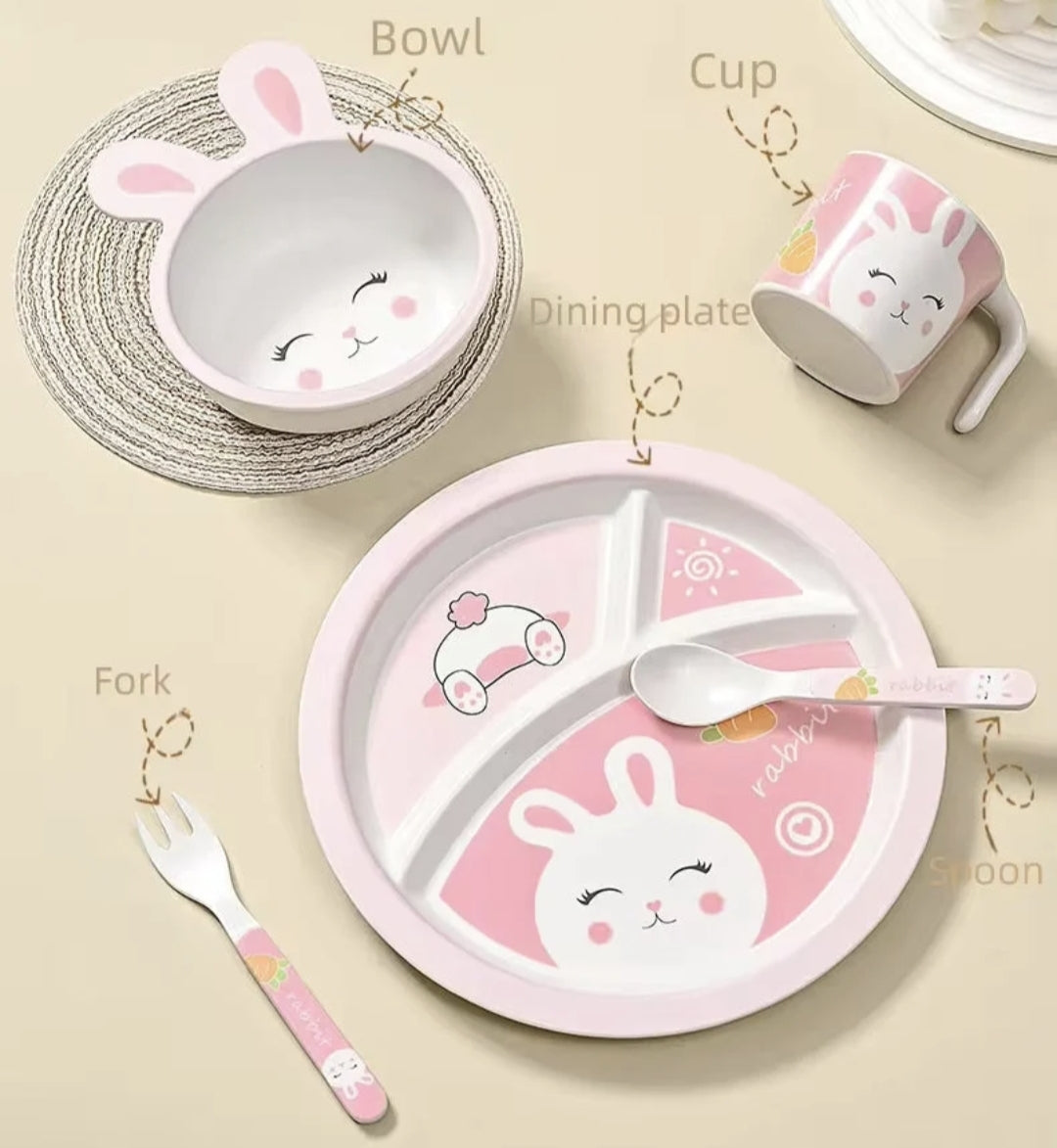 Baby Feeding Set 5Pcs Bamboo Fiber Kid Set
