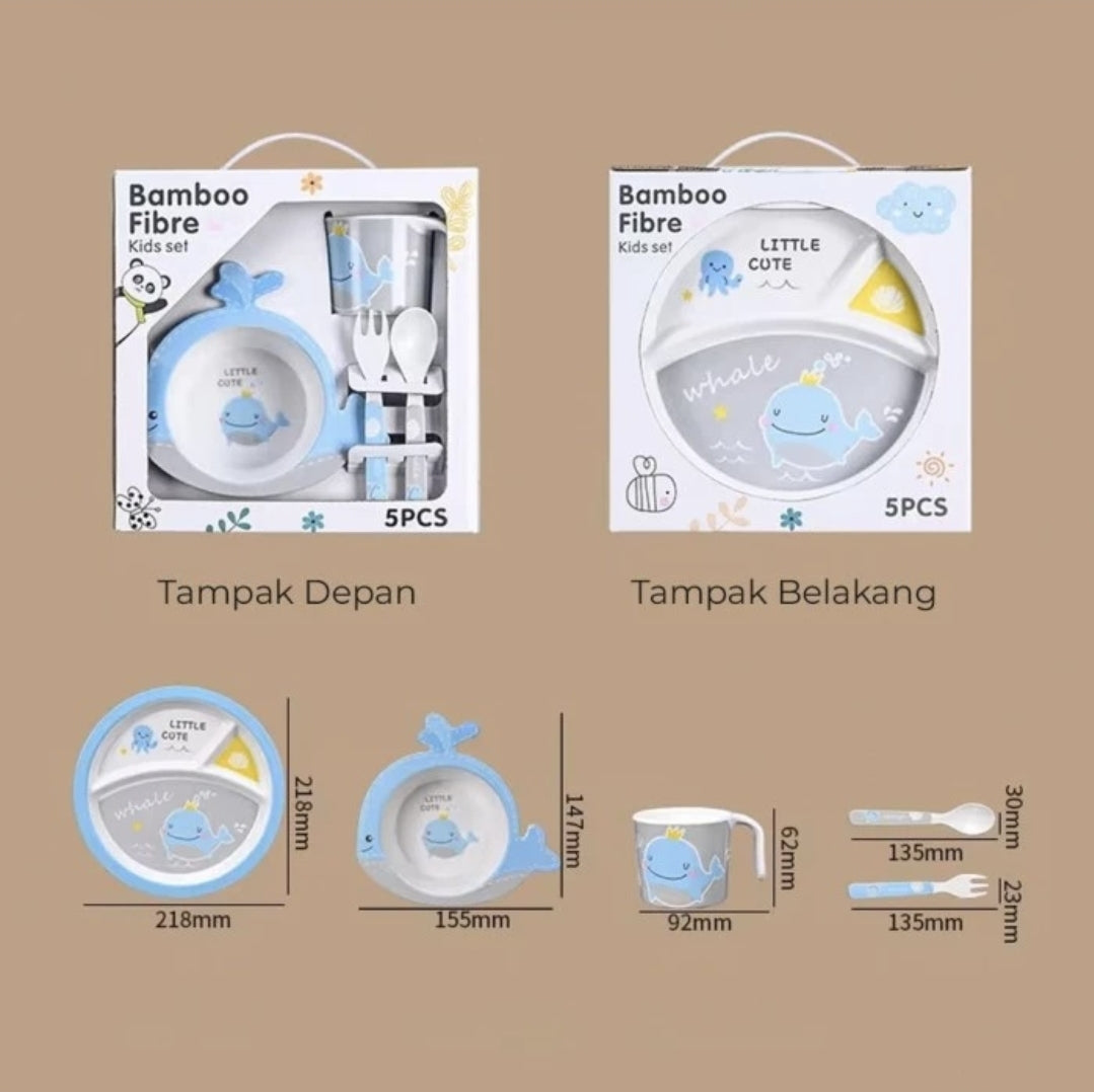 Baby Feeding Set 5Pcs Bamboo Fiber Kid Set