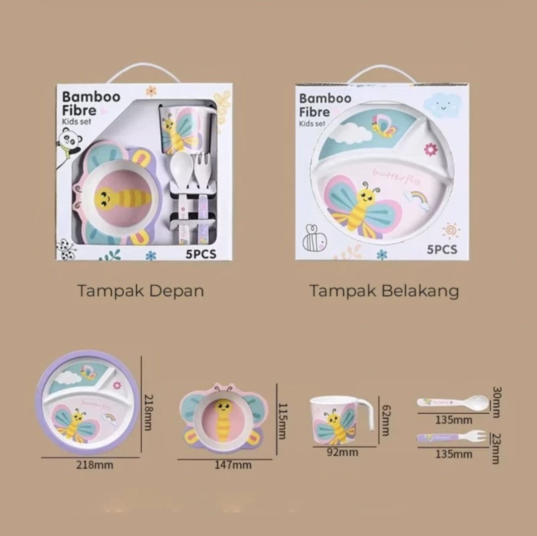Baby Feeding Set 5Pcs Bamboo Fiber Kid Set