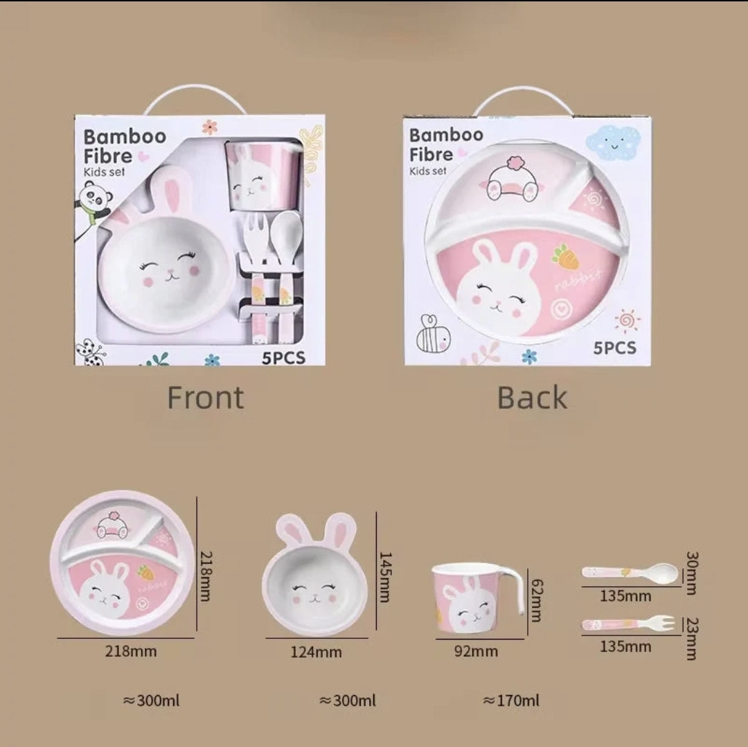 Baby Feeding Set 5Pcs Bamboo Fiber Kid Set