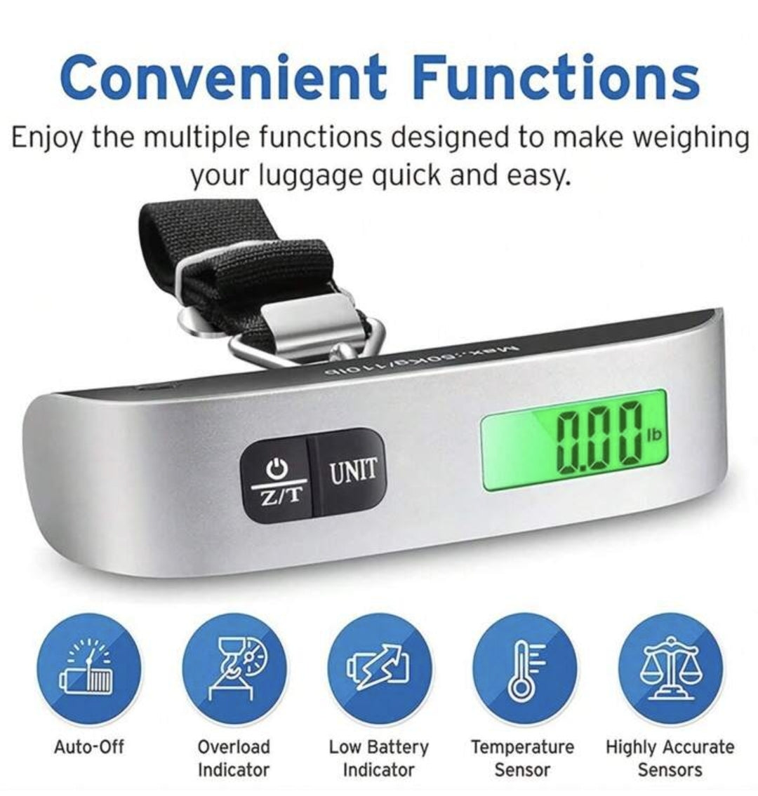 1pc Digital Luggage Scale With Backlight Lcd Display, Portable Hanging Suitcase With Button Batter (Approximately 49.9kg)