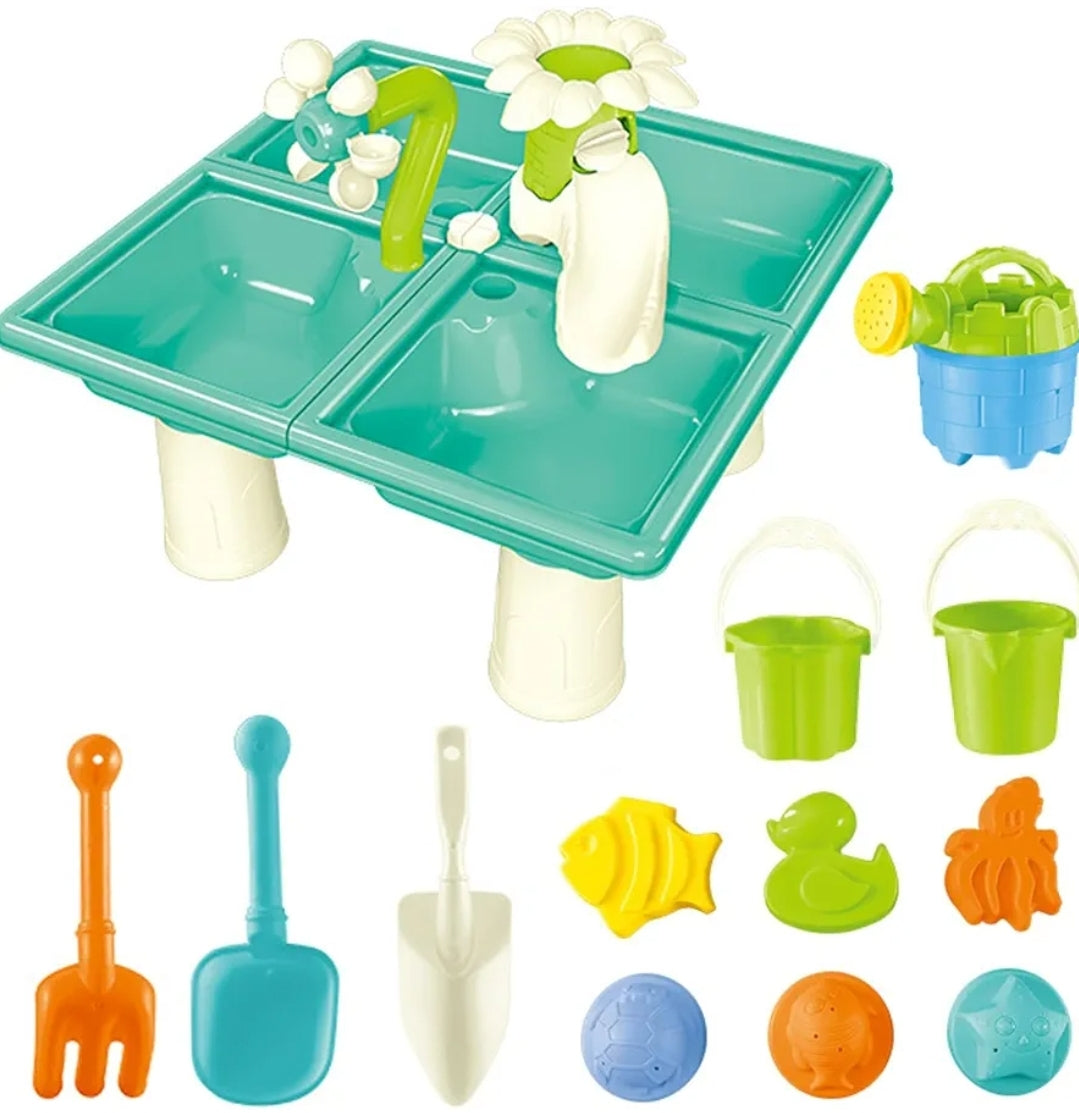 13pcs/Set Kids Sand Water Table Toy 4 in 1 Outdoor Indoor Beach Play Activity
