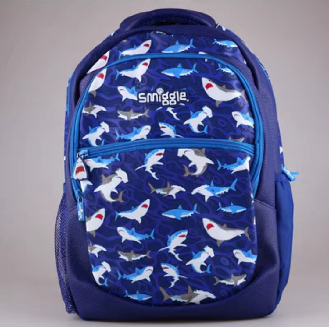 Smiggle Wonder World Classic Lite Backpack With Shark Design 43cm G1-G3