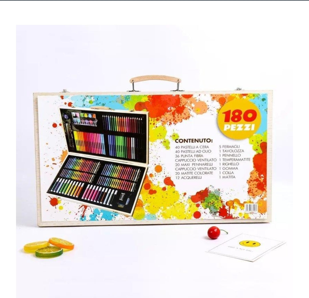 180 Pcs Wooden Box Coloring And Painting Set