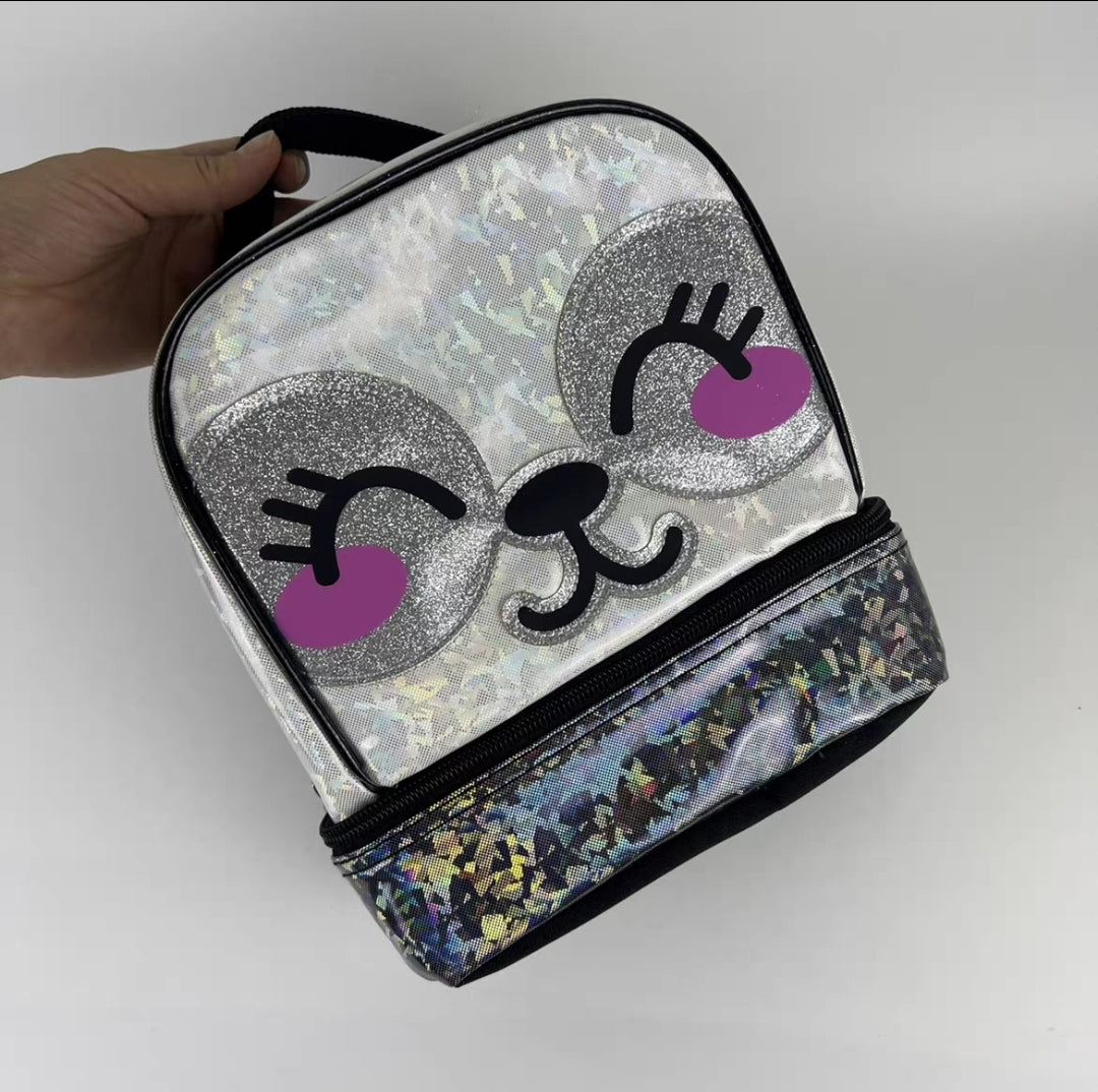 Kids Panda Dual Compartment Drop Bottom Lunch Bag for Girls