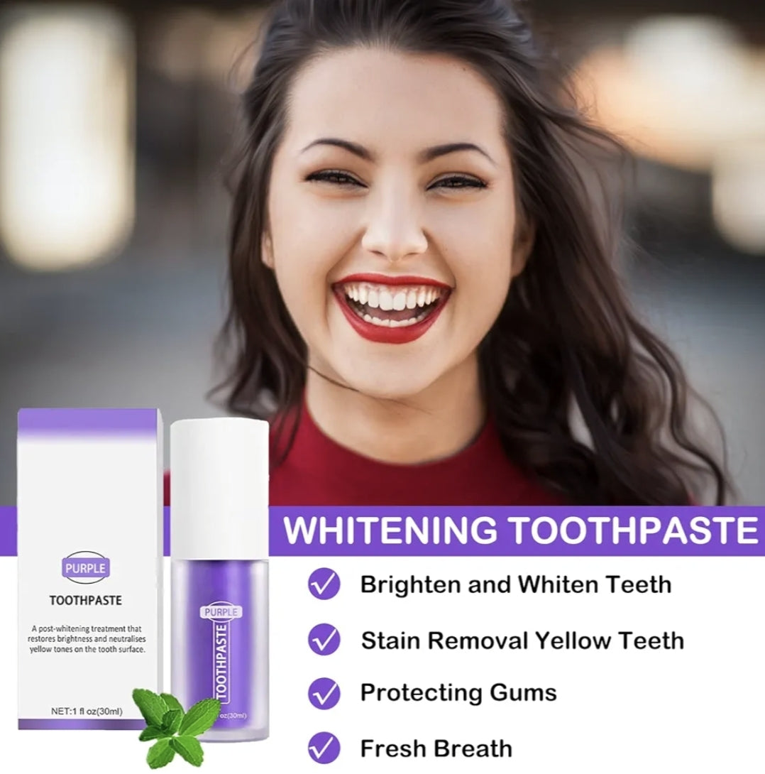 Purple Toothpaste for Extra Teeth Whitening, Stain Removal, Purple Tooth Gel Suitable for Sensitive Teeth and Gum Repair