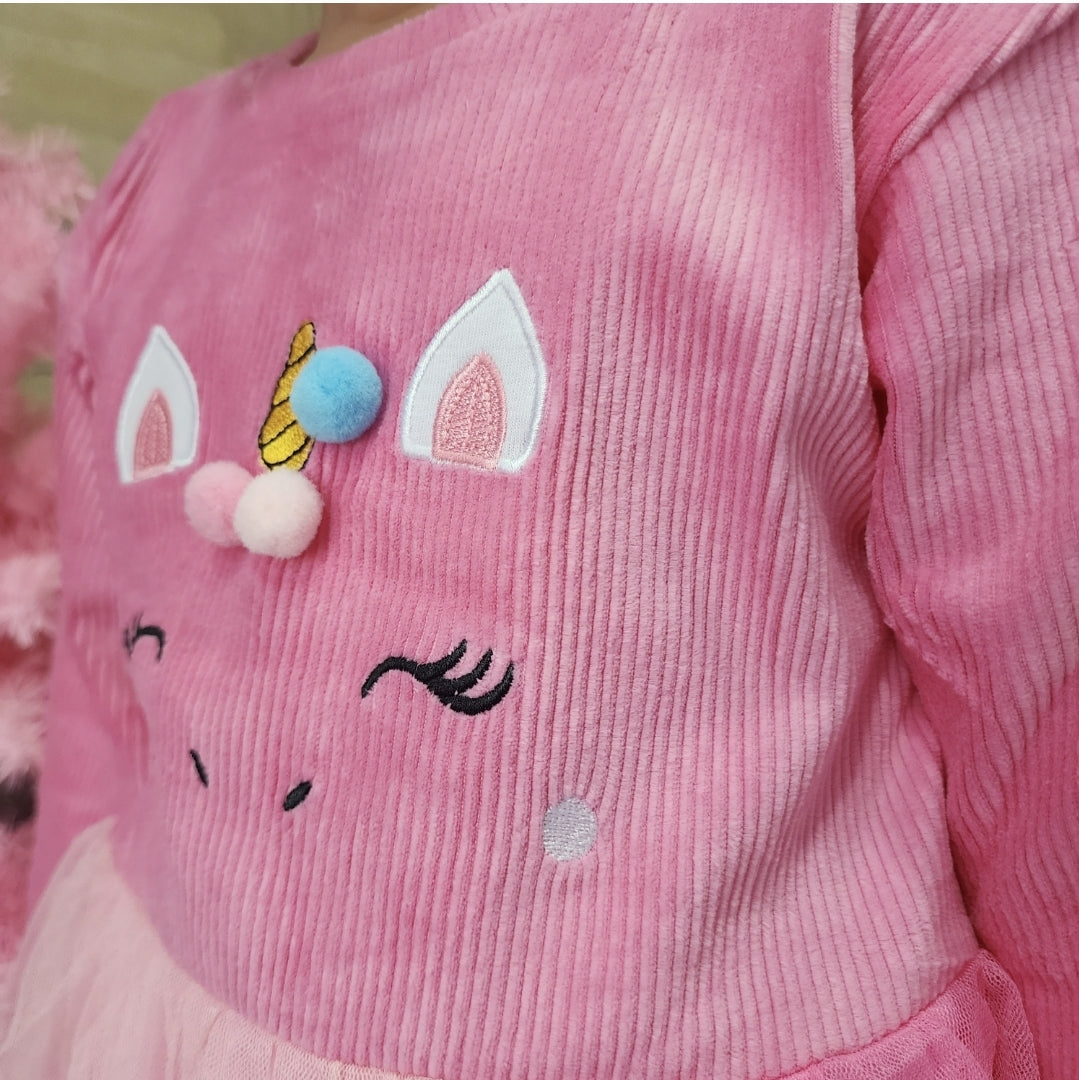 Amazing Unicorn Dress Long Sleeve Velvet Age 3-6y