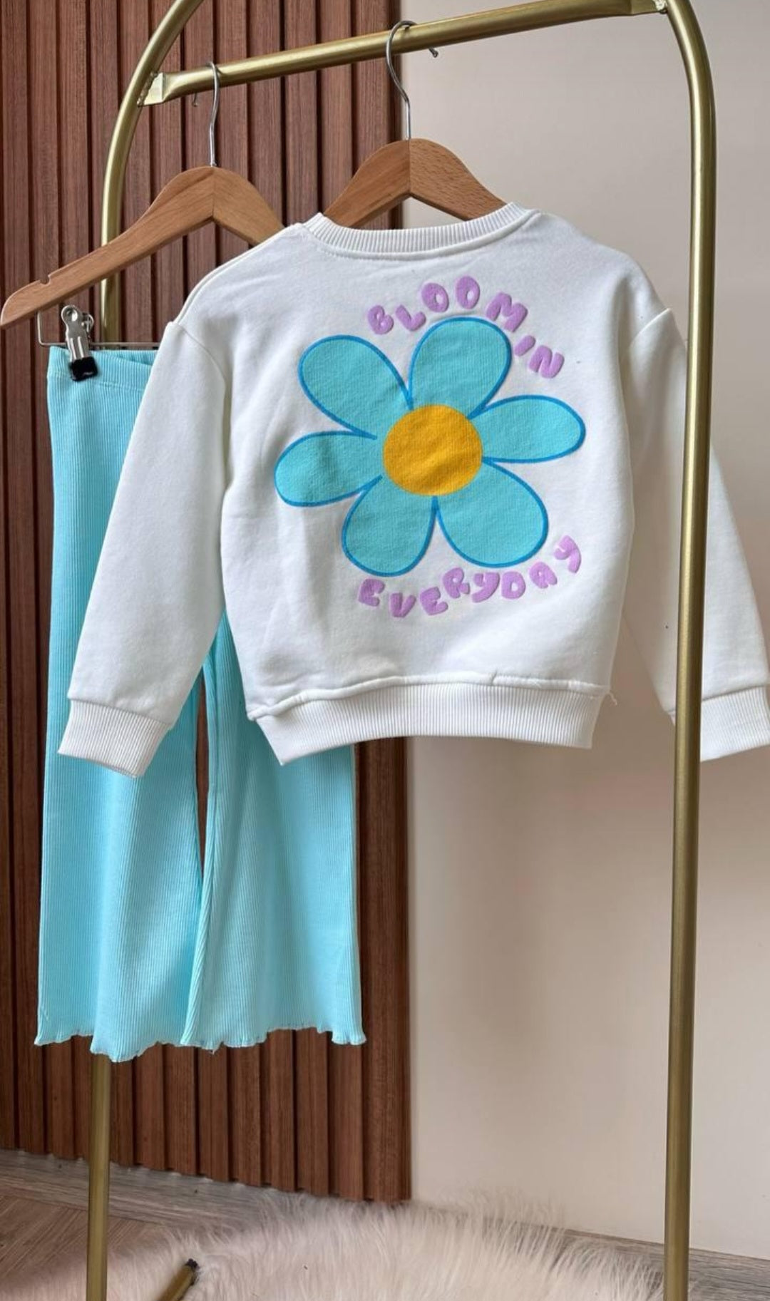 Cotton 100% Outfits Flowers Design 2-8y