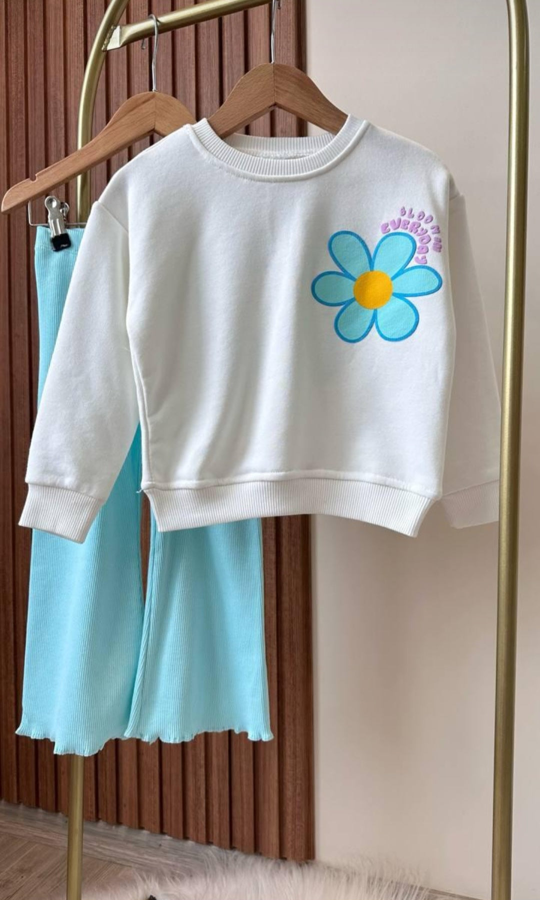 Cotton 100% Outfits Flowers Design 2-8y