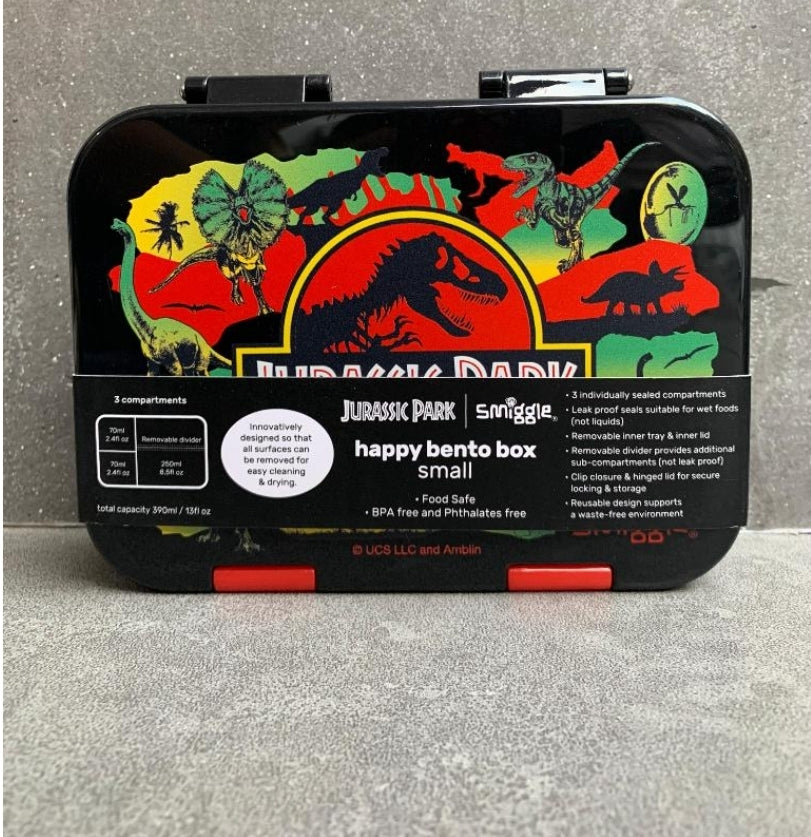 Smiggle Lunch Box Bento Jurassic Park Dinosaur Design 21x15x4.5