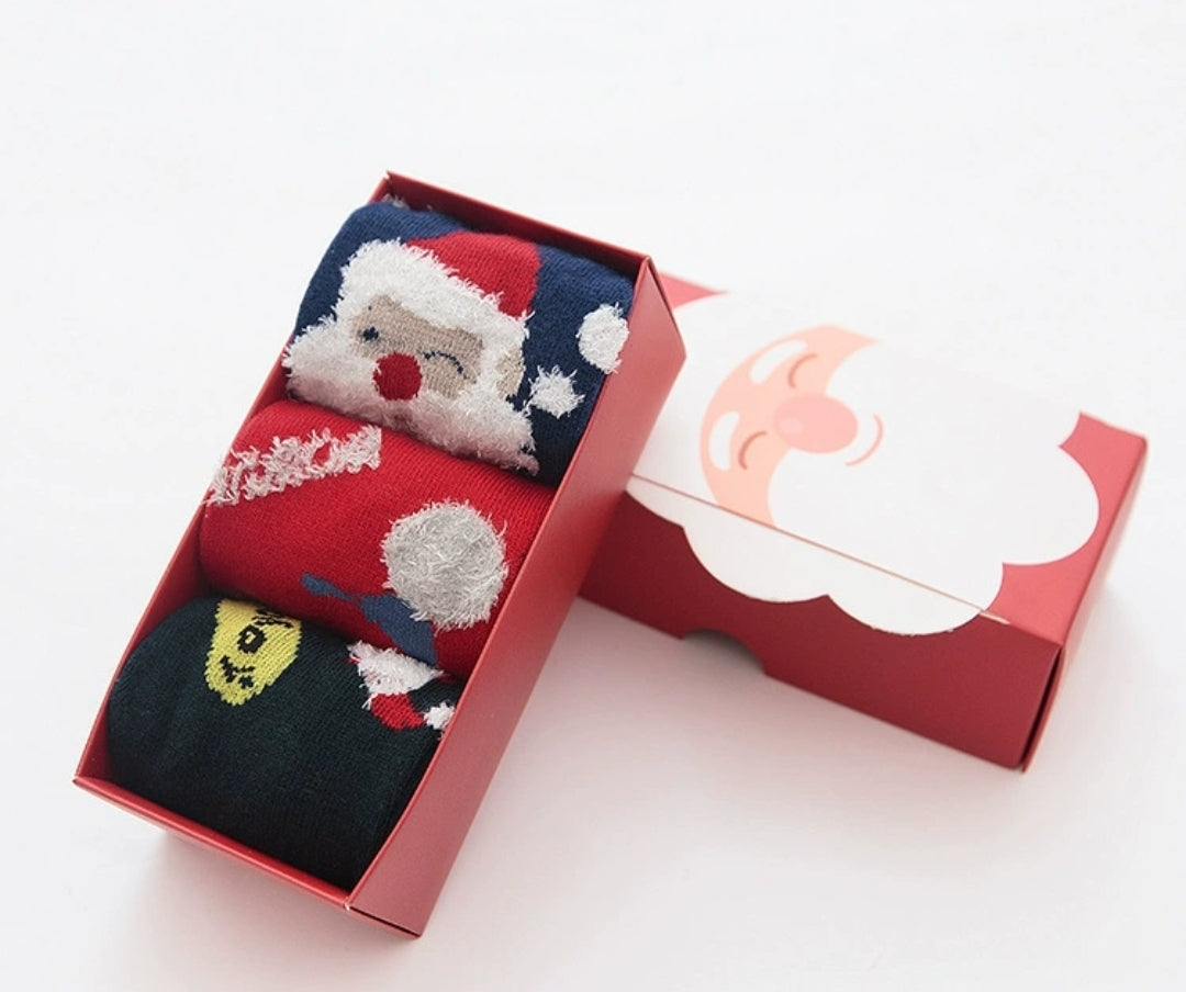 Christmas Socks With Gift Box 3pcs 3-10y