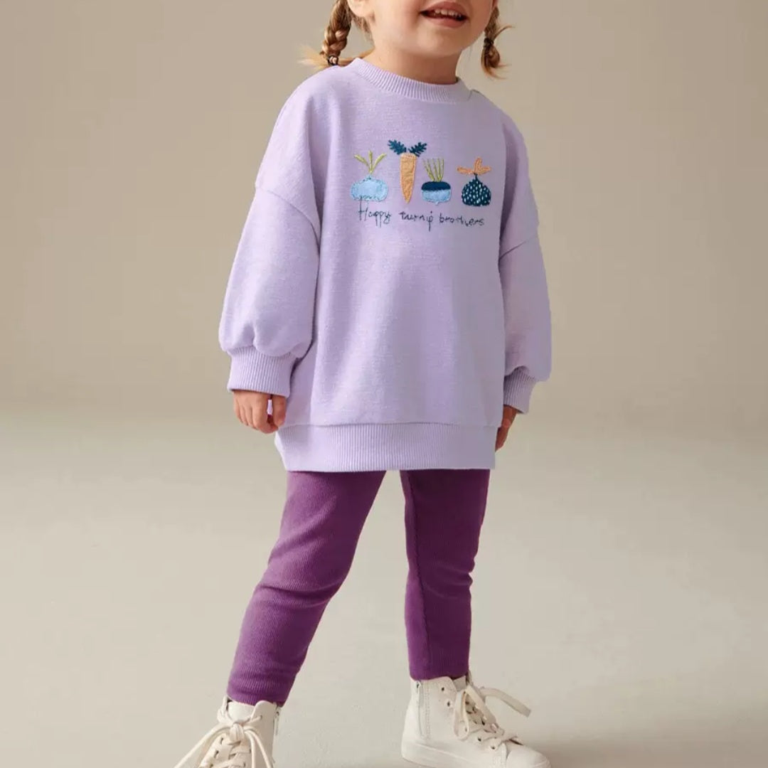 Vegetables Design 100% Cotton Set For Girls 2-7y