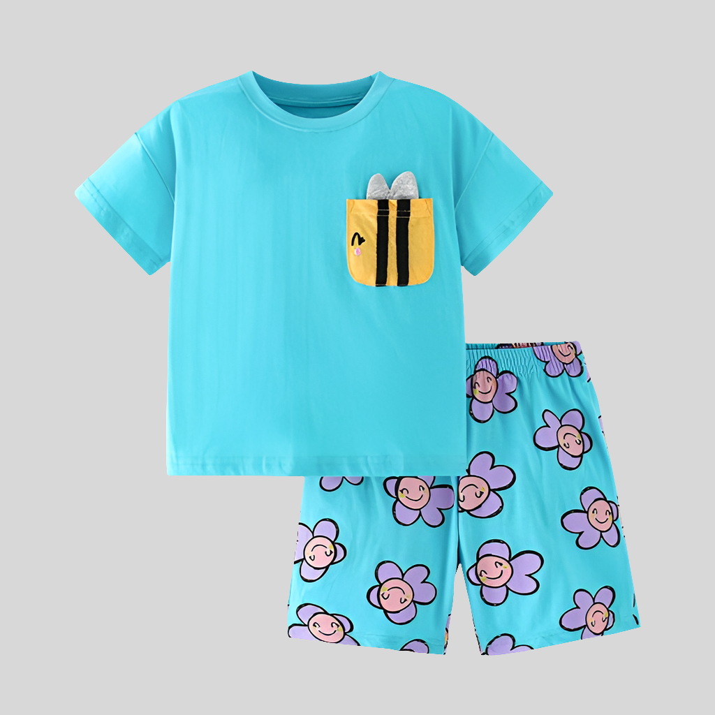 .Girls Bee&Flower Design cotton 100% Size1-8y