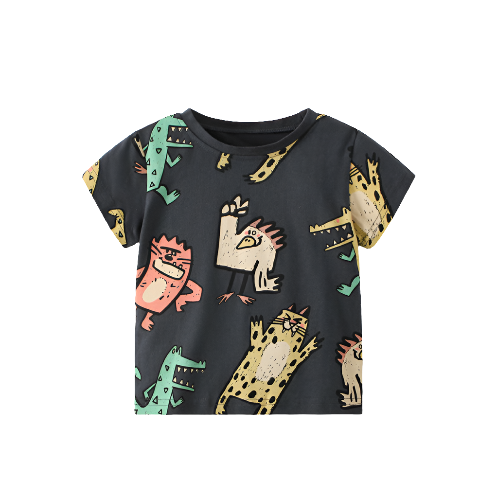 T-shirt For Boys Cartoon Animal Graphic Cotton 100% Size 6-8