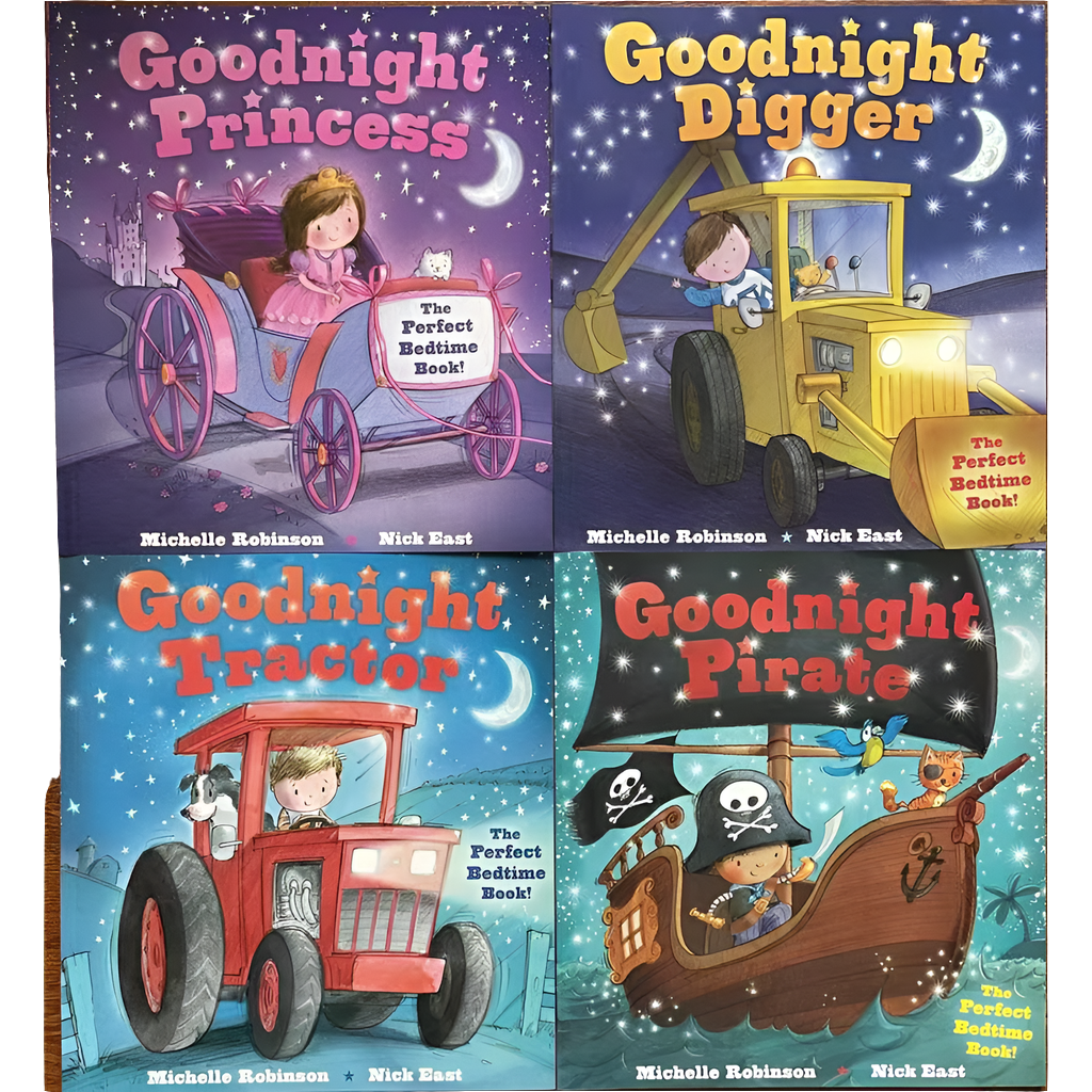 Goodnight (4 Books)Princess/Tractor/Pirate/Digger