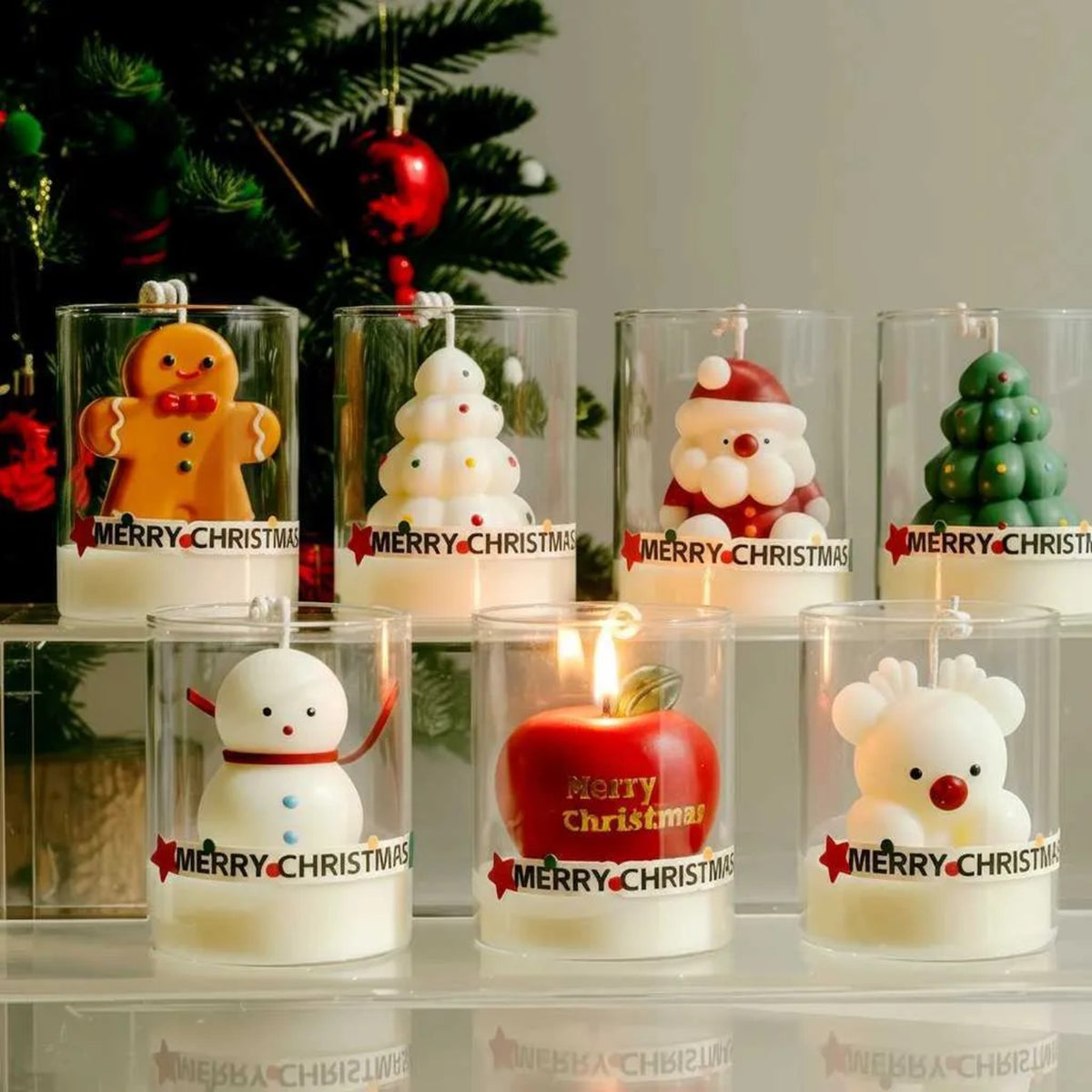 Christmas scented candle assortment in glass holders