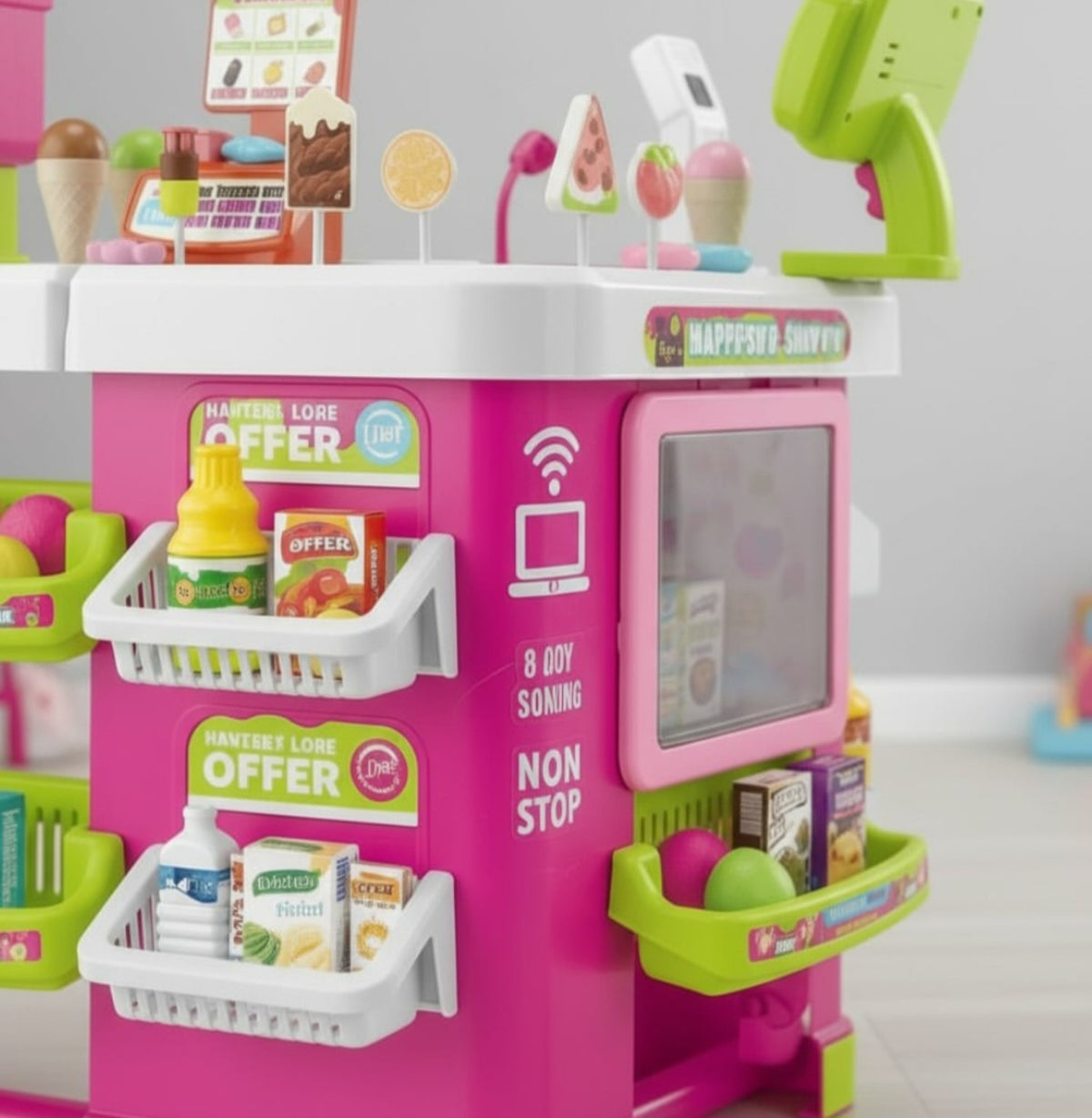 Detailed shelves, food baskets and storage