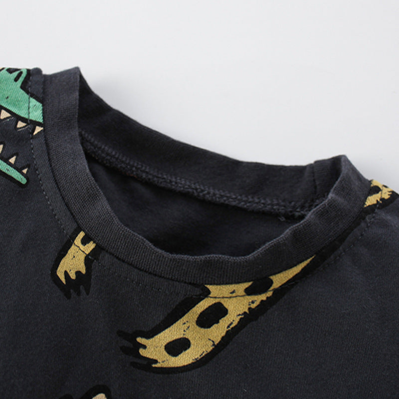 T-shirt For Boys Cartoon Animal Graphic Cotton 100% Size 6-8