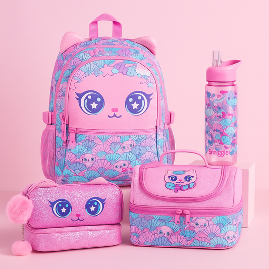 Smiggle Cat Design 4pcs Backpack 42cm