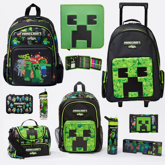 Smiggle Minecraft Design Set Of 3pcs Bottle Lunch Box Backpack 42cm
