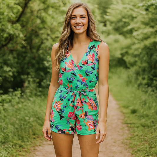 Jumpsuit Short Flower Design Brand Only Size S-M