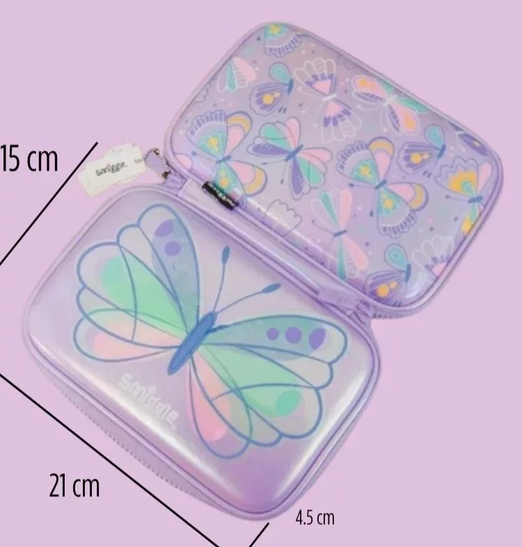 Smiggle Pencil Case | Hardtop | Purple | butterfly