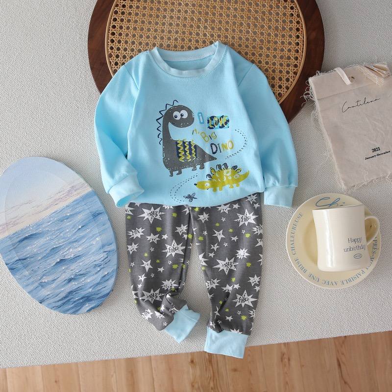Boys’ 100% Cotton Dinosaur Pajama Set | 0–6Y