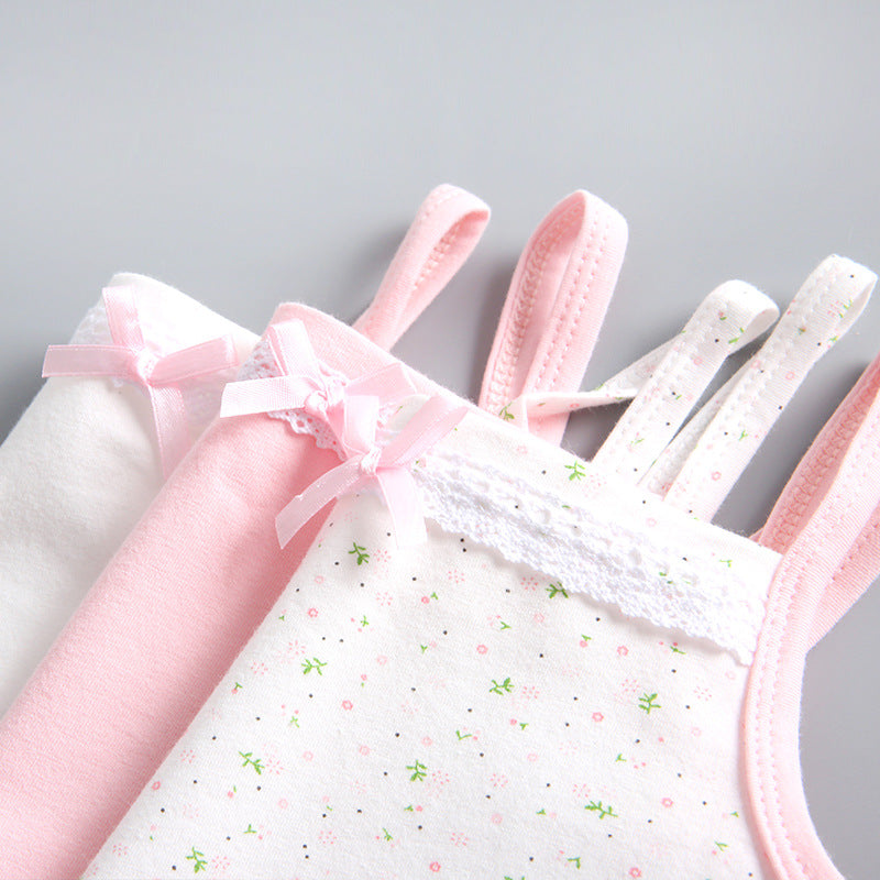 T Girls Cotton Undershirts for Kids Toddler Lace Soft Set 3-12y 3pcs
