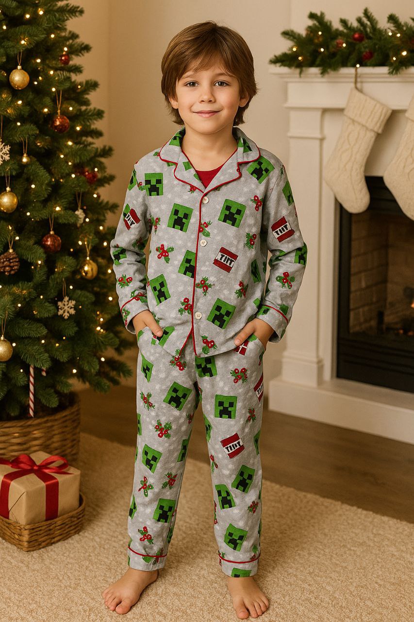 Warm pyjama Minecraft Design Size 4-14y