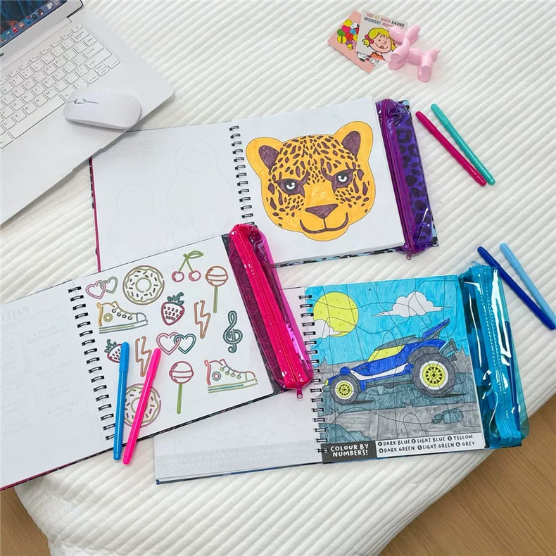 Mindful And Camo Games Activities Colouring Book With Pencil Case And 2 Markers