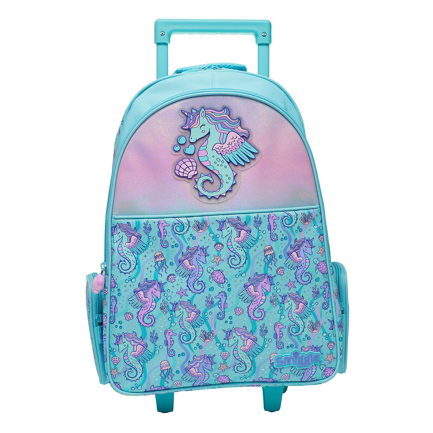 Smiggle Sea Horse Design Set Of 3pcs Bottle Lunch Bag Backpack 42cm