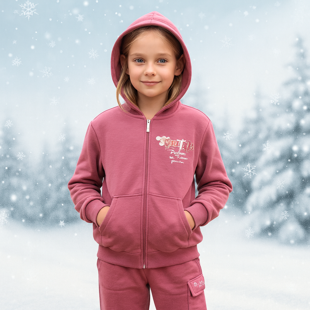 Warm Outfit With Fleece Wine Color Size 10-11y