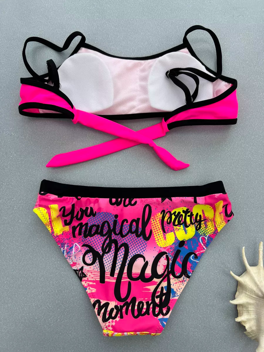 Fuchsia Swimwear For Girls Set Of 3 Pcs Size 6-12y