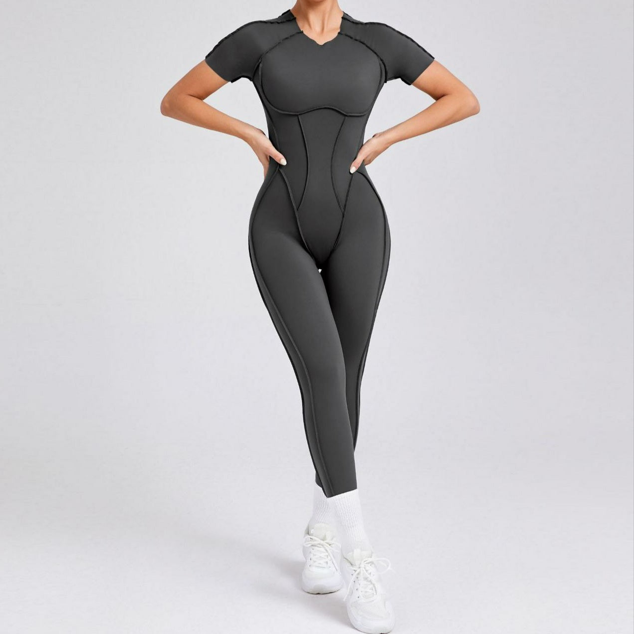 Sportswear Backless Sports Suit Short Sleeve For Women Size L