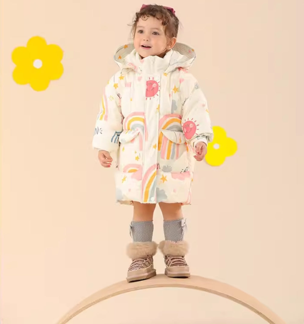 Warm Winter Jacket Rainbow Design 2-8y
