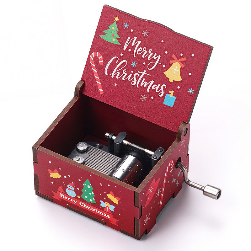 Christmas Hand-Crank Music Box- Green/Blue/Red